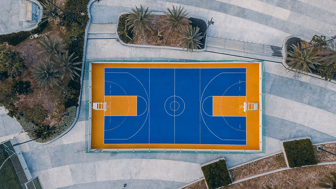 Basketball court from top view