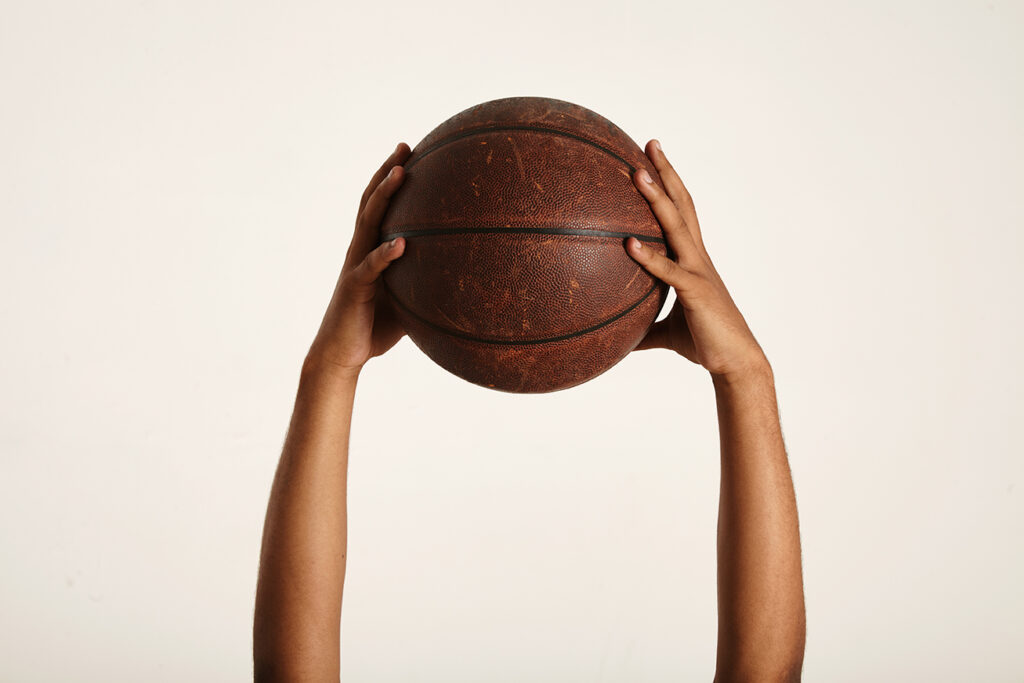 Closeup of a vintage basketball
