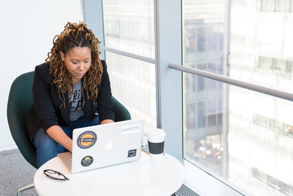 Woman working on laptop